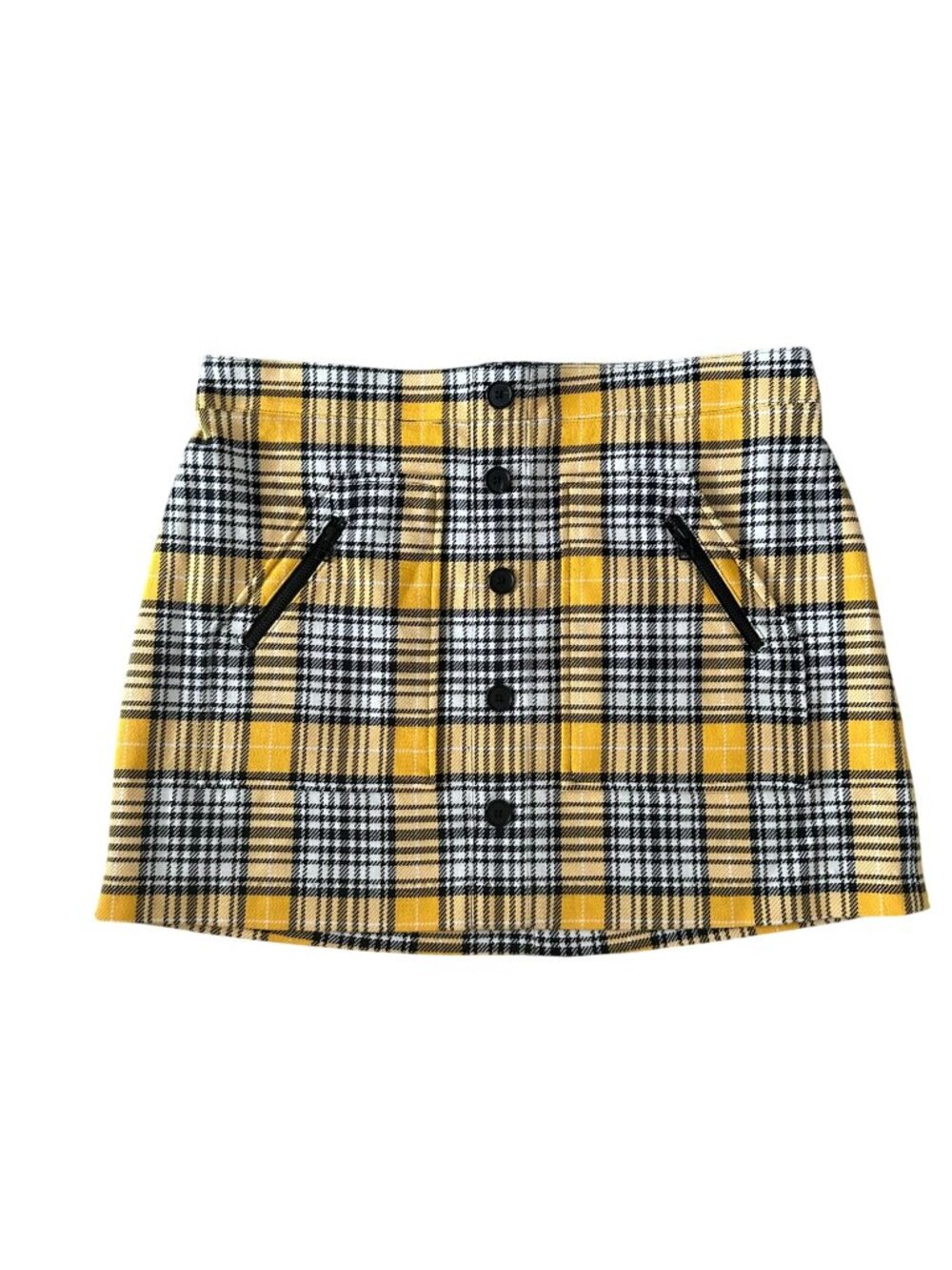 VERONICA BEARD Yellow Black Plaid Button Skirt Size 12 - Picture 7 of 8